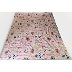 Vintage Littlest Pet Shop Reversible Pink Comforter Blanket 83" L x 70 W"